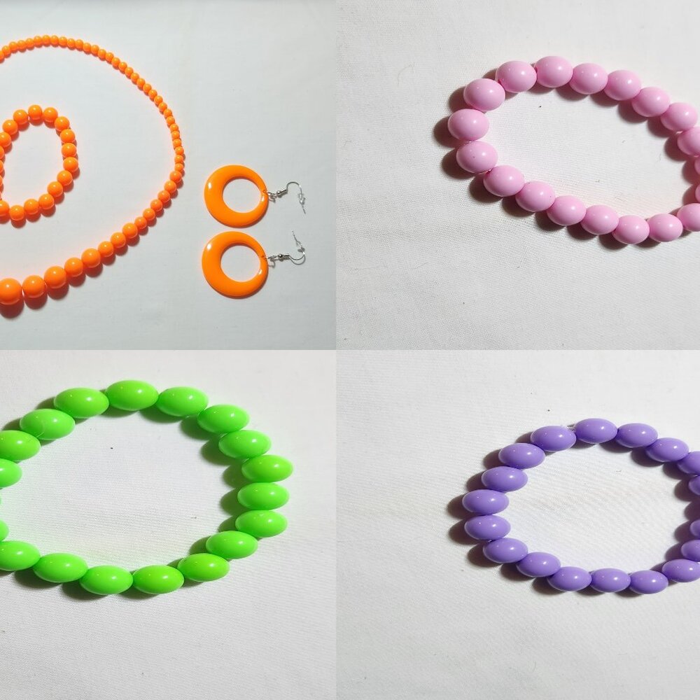 Pretty set of necklace bracelet earrings costume four colors avail NWOT